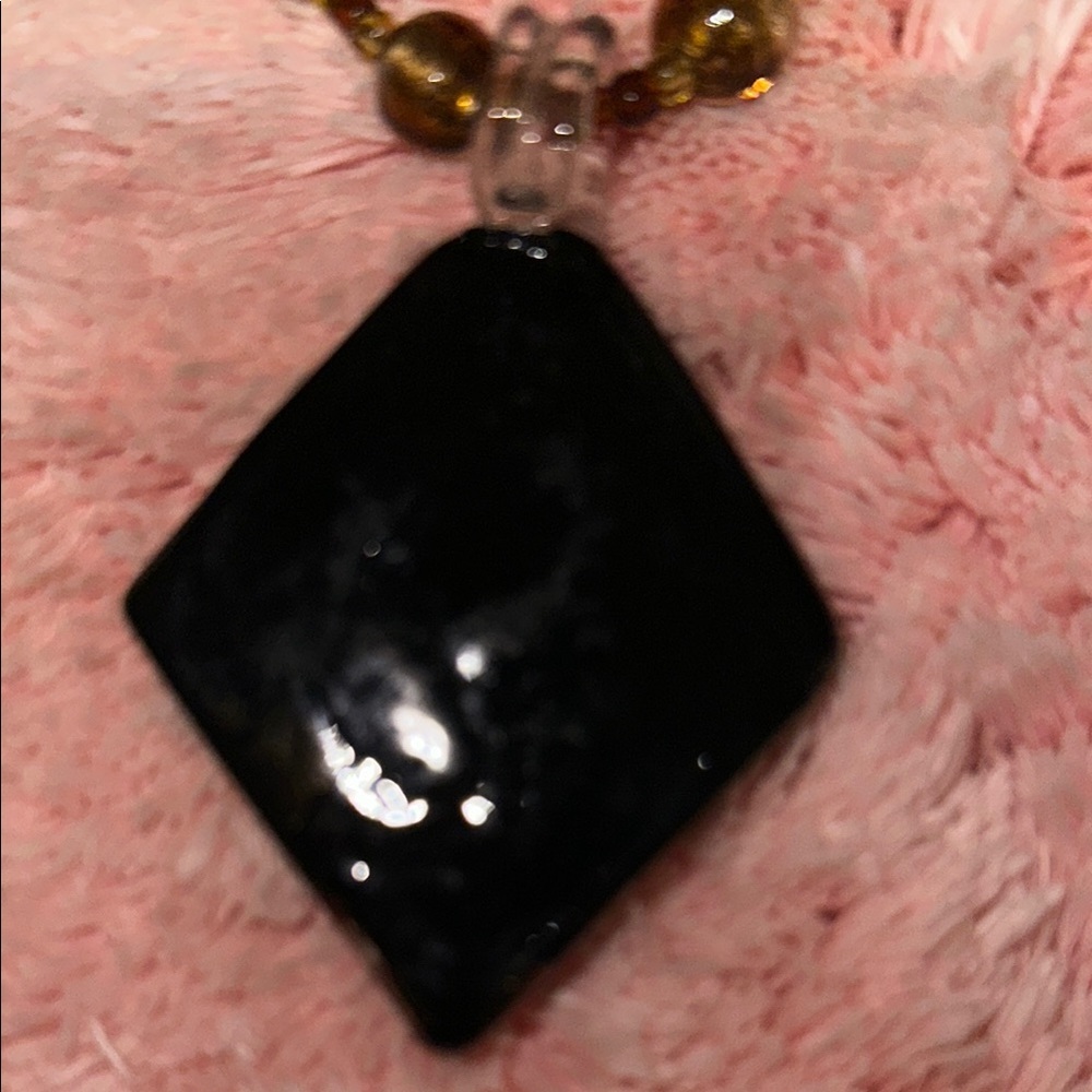 Elegant Gold and multi color murano style glass Pendant Necklace - Picture 7 of 8